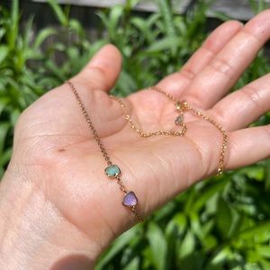 TOUS Necklace, Silver Vermeil,Amazonite & Amethyst